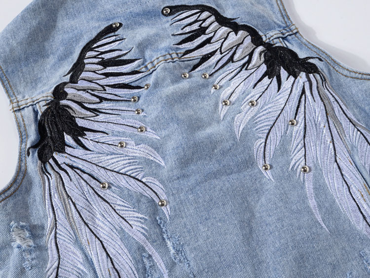 Title 4, Clip Sleeveless Wings Embroidered Rivet Casual ...