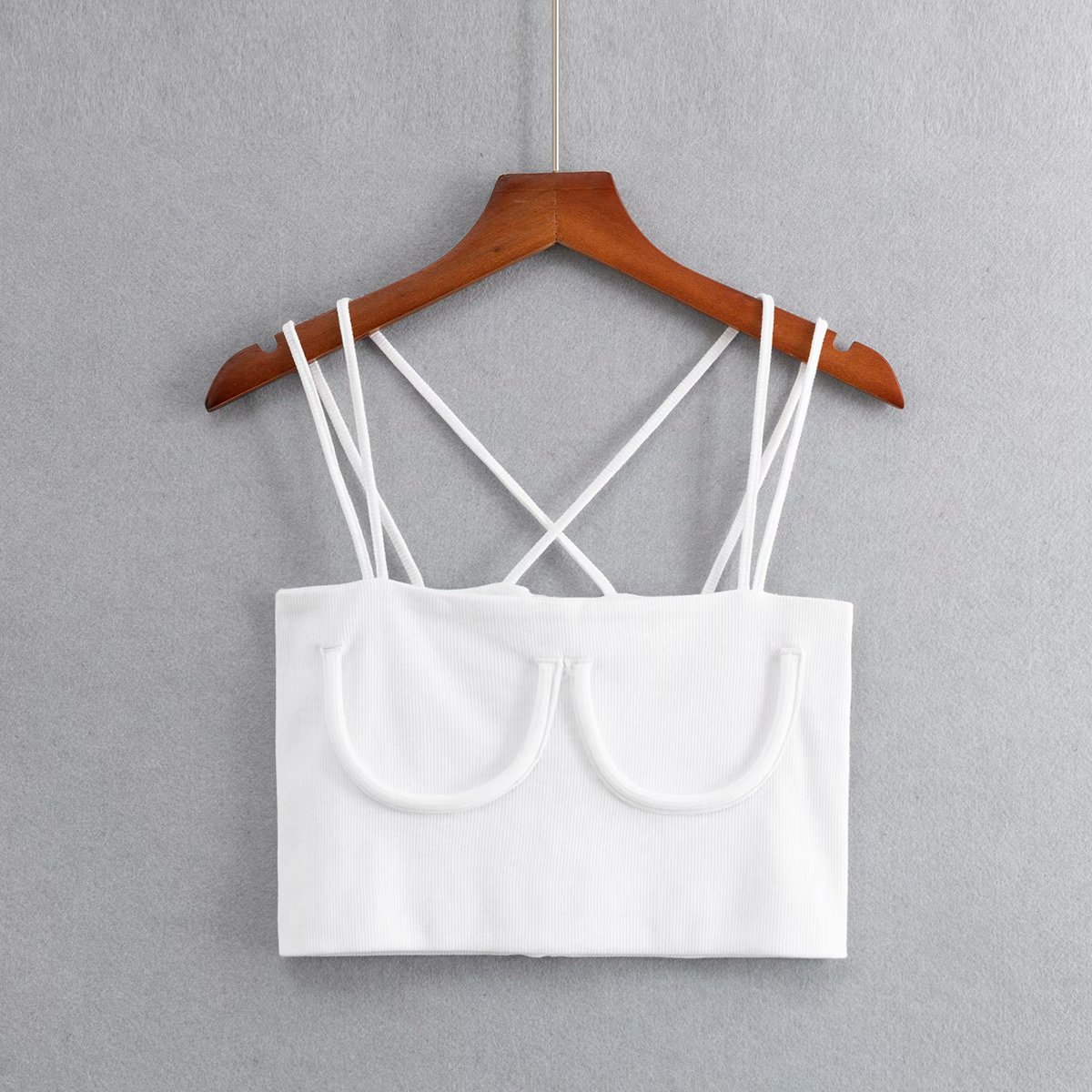 Double Shoulder Strap Slim Knit Sling Women's Short Cropped Umbilical Skinny