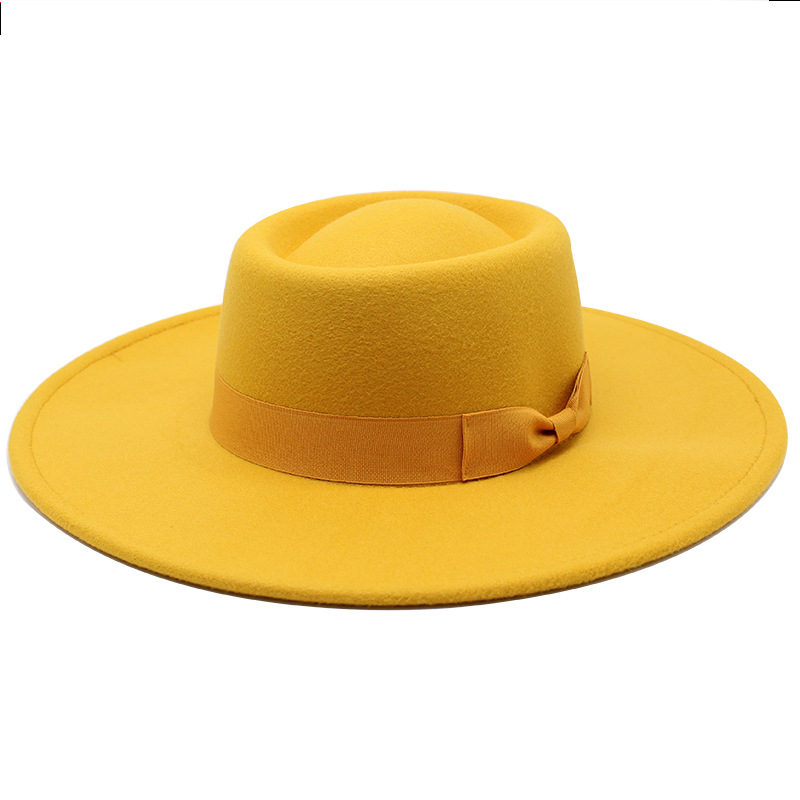 Woolen Cloth 9.5cm Big Eaves Jazz Ceremony Yellow - Shop at LoveMi