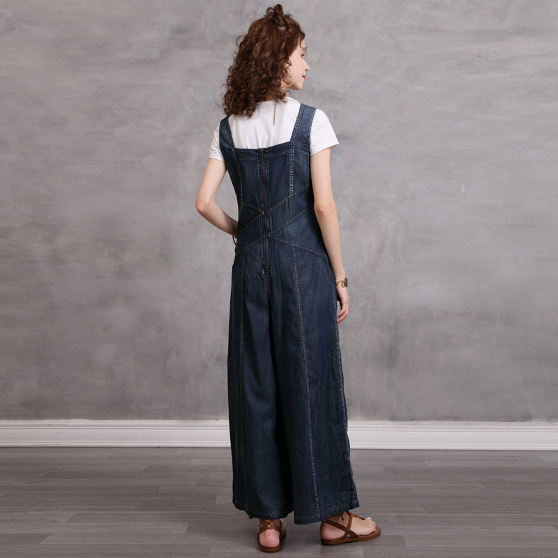 High-Waist Straight-Leg Denim Jumpsuit, picture 6 of 6