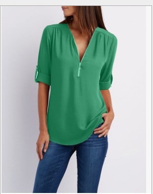 Women's Long Sleeve Pull-over Sleeve Loose Chiffon Shirt