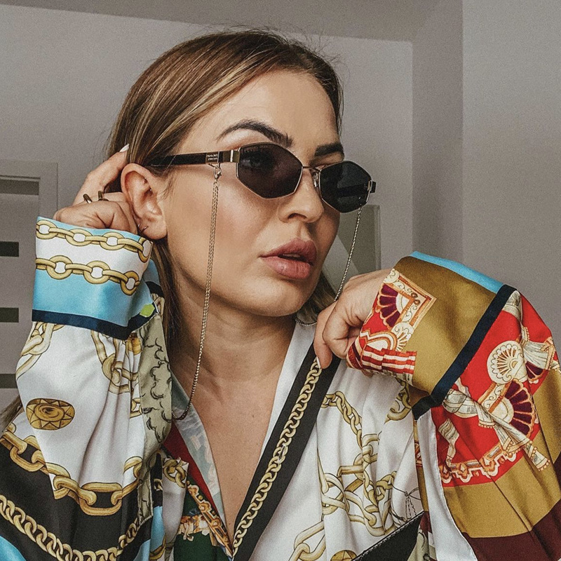 Fashion Chain Irregular Frame Sunglasses - Image 6