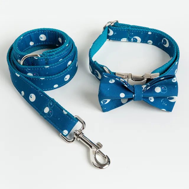 Pet Dog Collar Leash And Bow Set Foreign Trade Pet Supplies Dog Collar Leash Blue - Shop at LoveMi