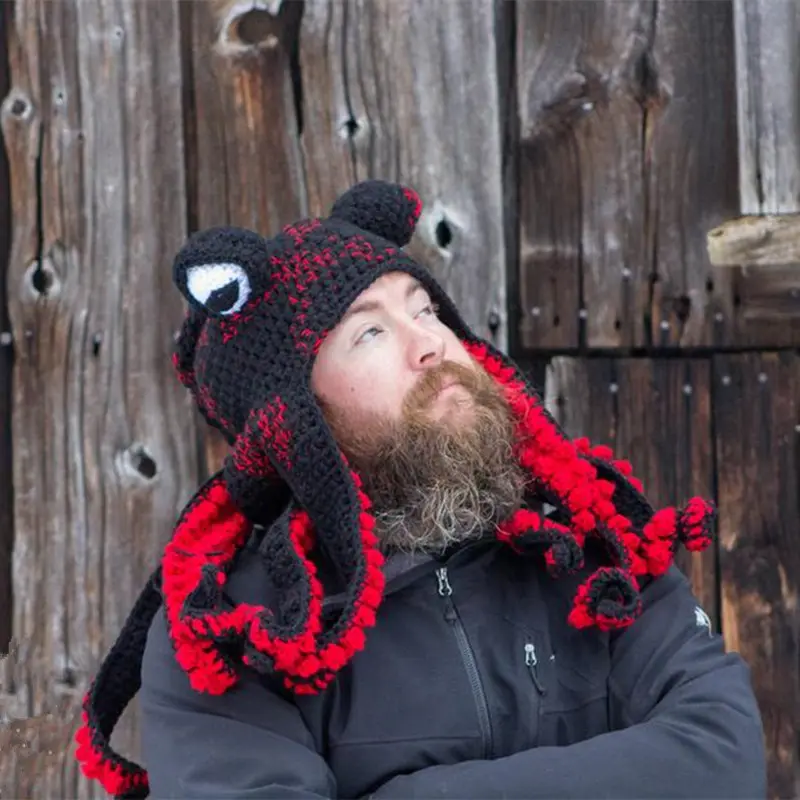 New Adult Hat Tricky and Funny Octopus Headgear Handmade