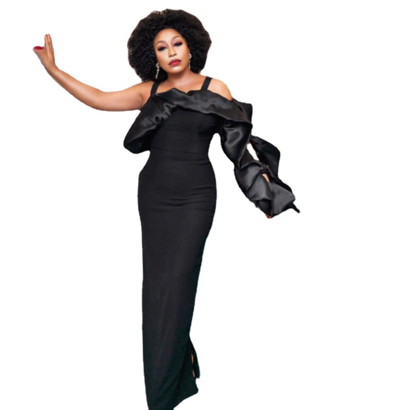 Sexy Halter Halter Hollow Long Sleeve High Waist Dress