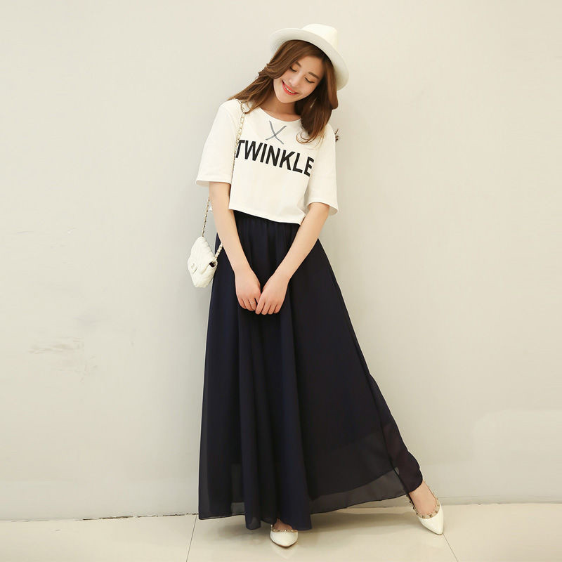 Half Length Skirt Spring High Waist Plus Size Chiffon Skirt