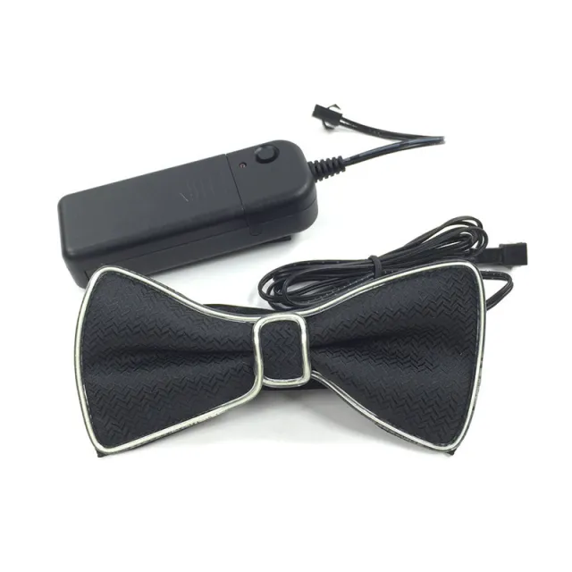 Battery Powered LED Light Up EL Mens Bow Tie Necktie for Halloween Wedding Party DC3V White - Shop at LoveMi