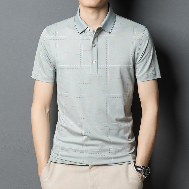 Title 7, New T-shirt Male Silk Non-iron Short-sleeved S...