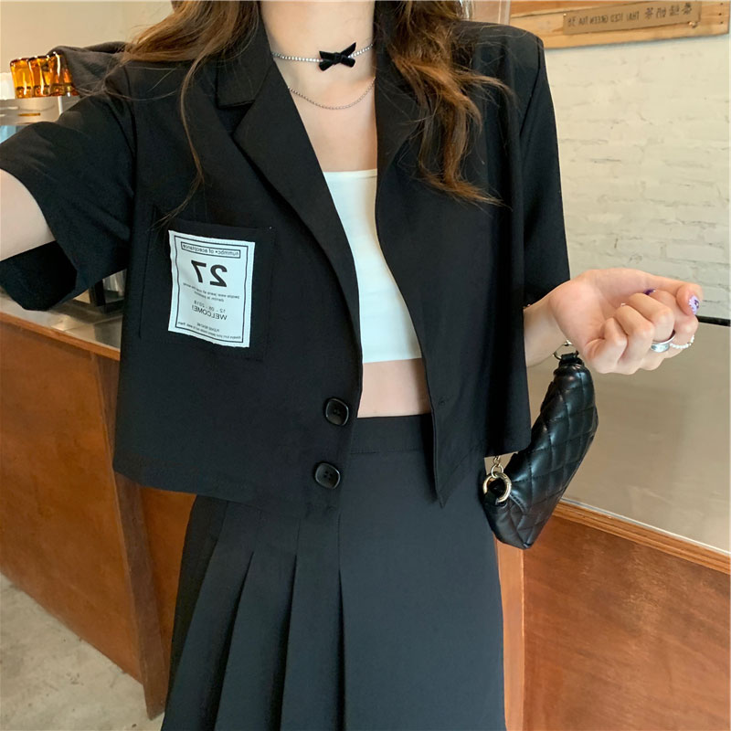 Niche loose Korean style short shirt white short-sleeved suit