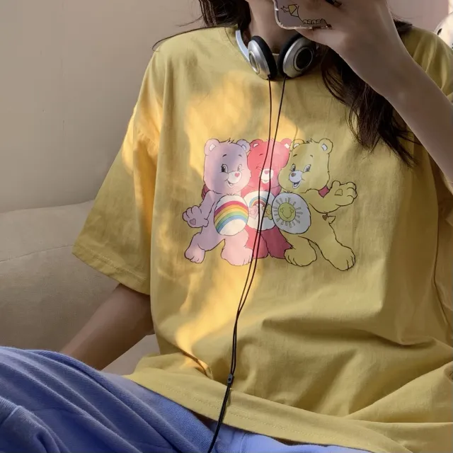 Cartoon Korean Short Sleeve Yellow - Shop at LoveMi