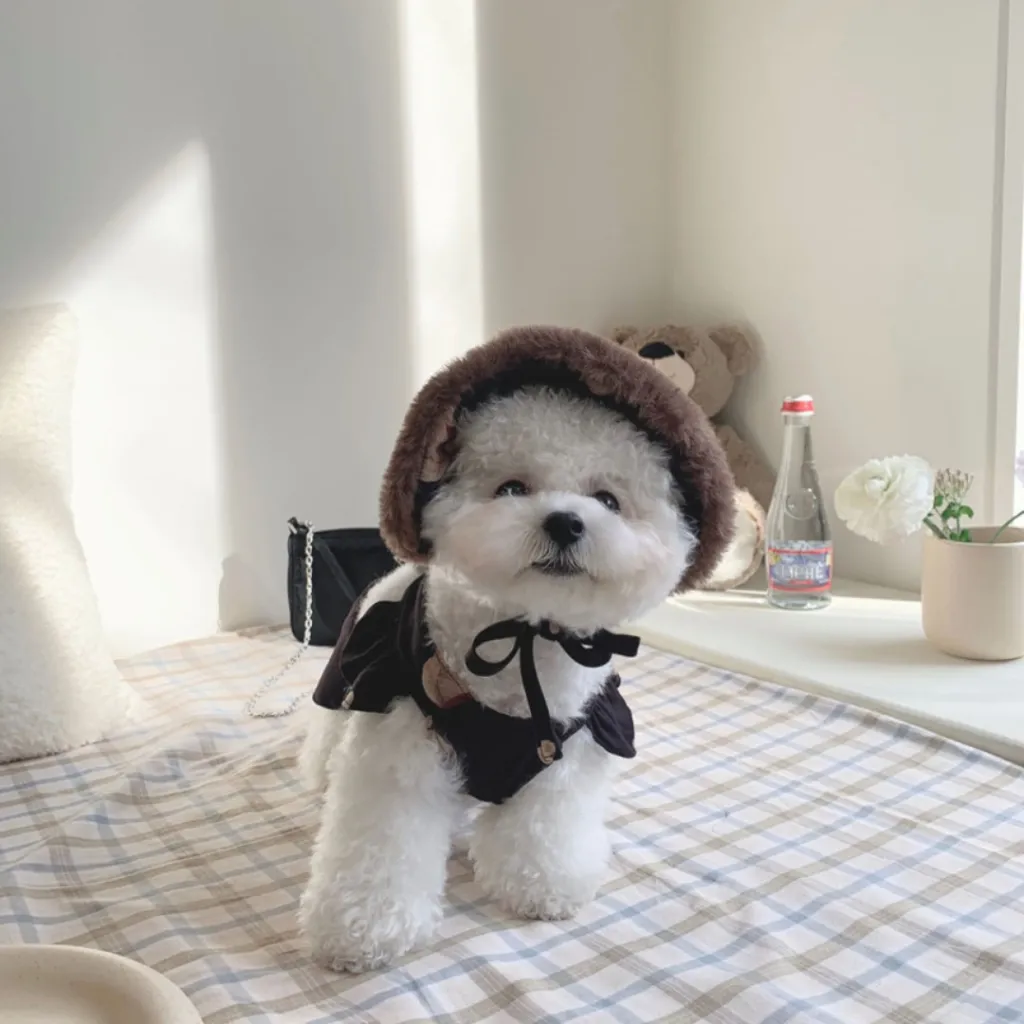 Cute Bear Suspender Skirt Bichon Teddy Dog Skirt - Black