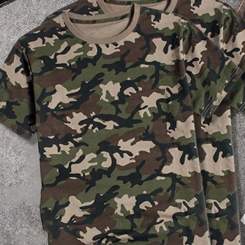 Outdoor Men's Loose Camouflage Cotton Short Sleeves