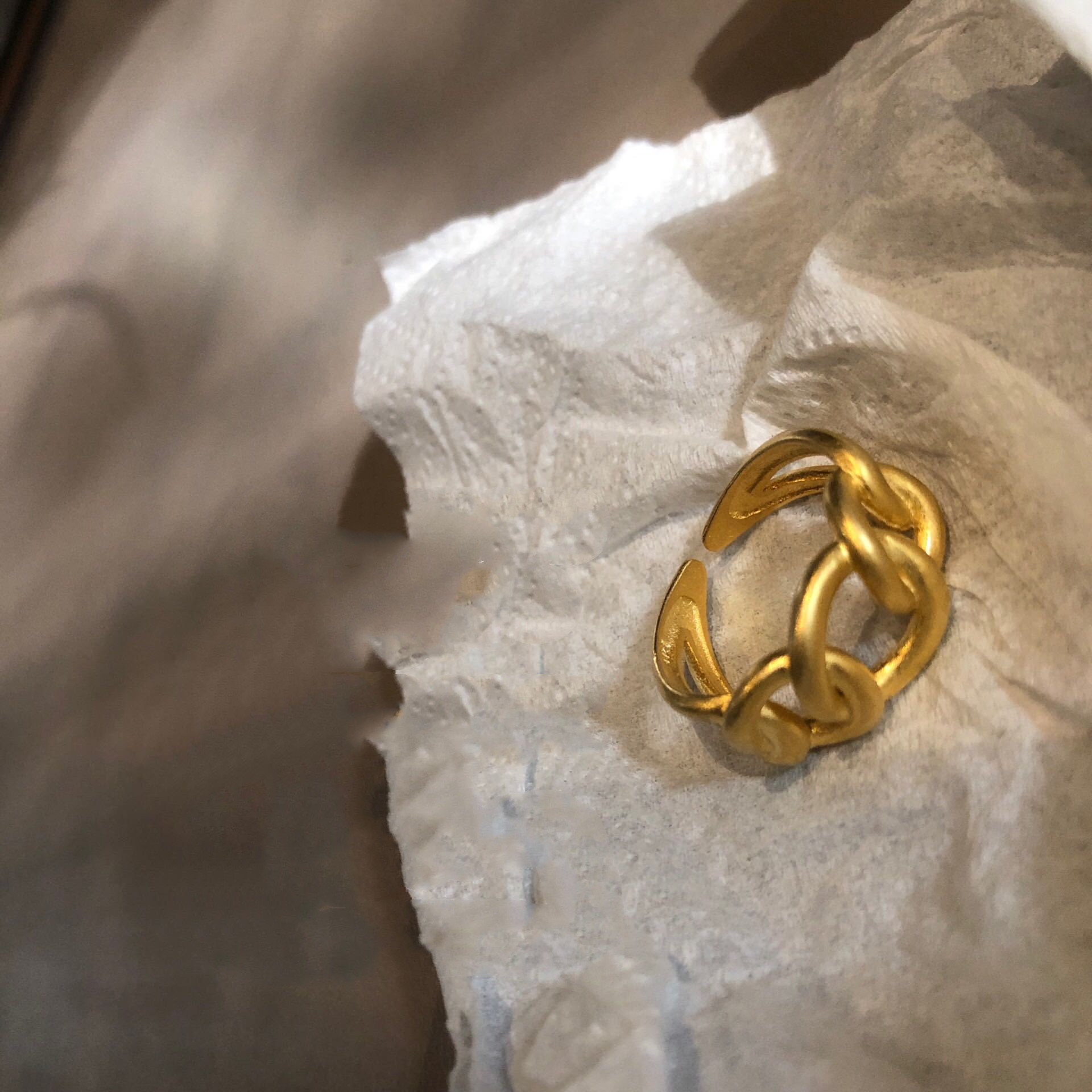 Sterling Silver Customized Gold Metal Chain Knotted Ring