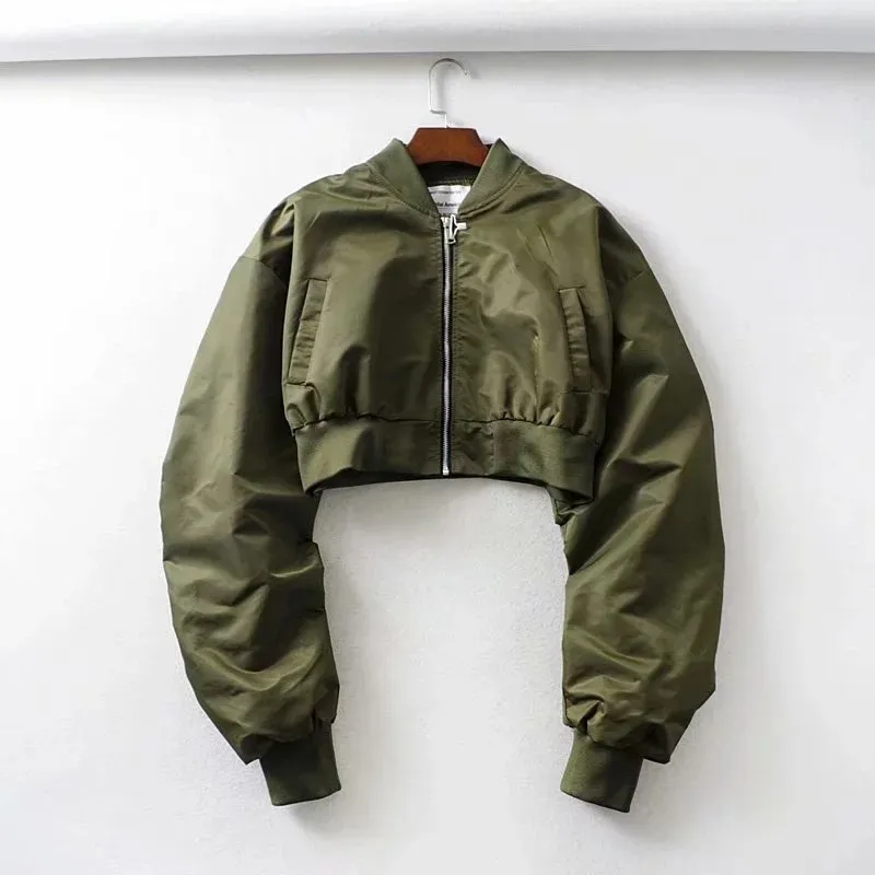 Tooling Cropped Top Coat - Army Green