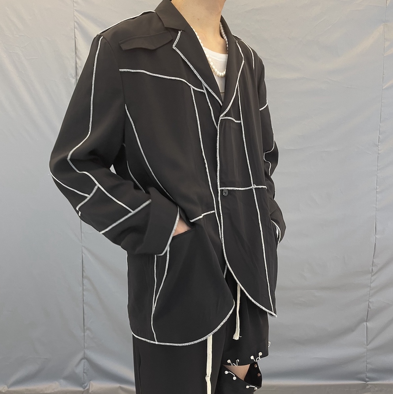 Hand-made Double-sided Overlocking Line Irregular Burrs Destroying Suit Shirts