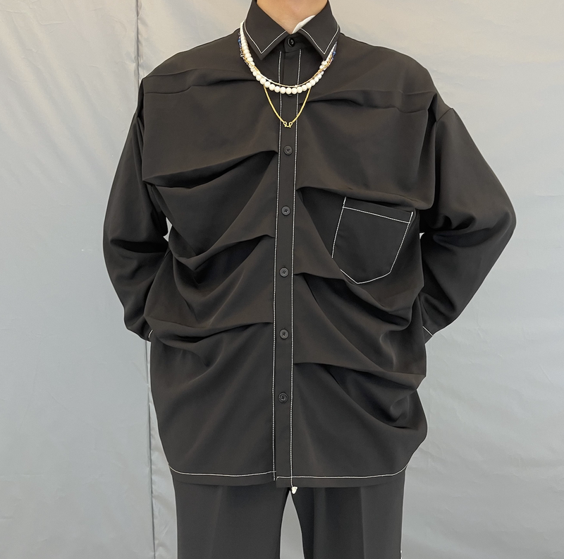 Irregular Twisted Shirt Drape Long-sleeved Shirt