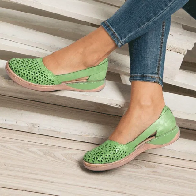 Wedge Heels With Solid Color Hollow Out Sandals Green - Shop at LoveMi