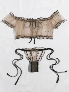 Sexy Lingerie Women Erotic Lace Babydoll Bra Porn Thong Sex Underwear Sleepwear Lenceria Lace Porn Bras Underwear Set Panties - Brown - View 1