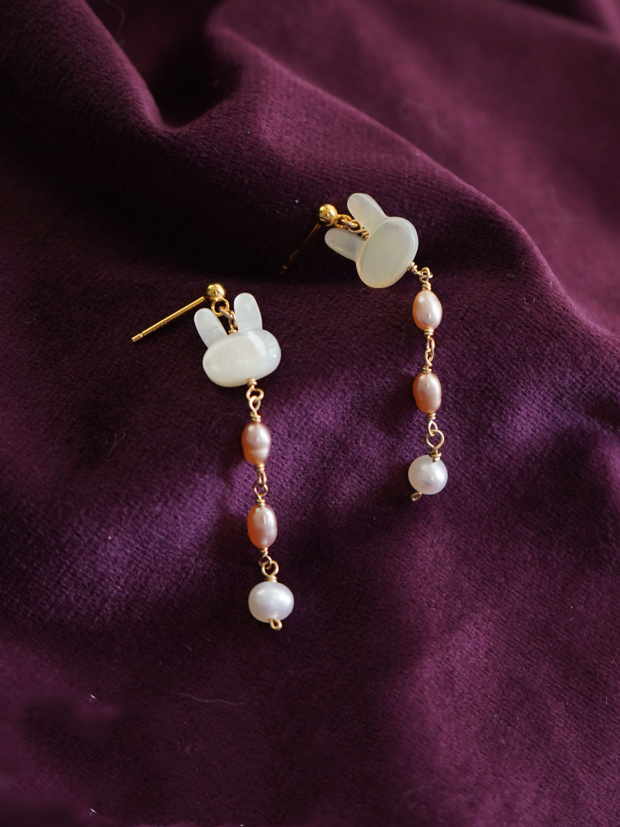 Rabbit Shell Long Earrings Female 14k Gold