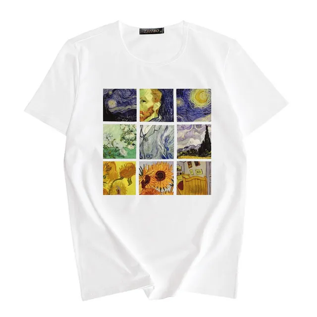Impression Print Short Sleeved T shirt B White - Shop at LoveMi