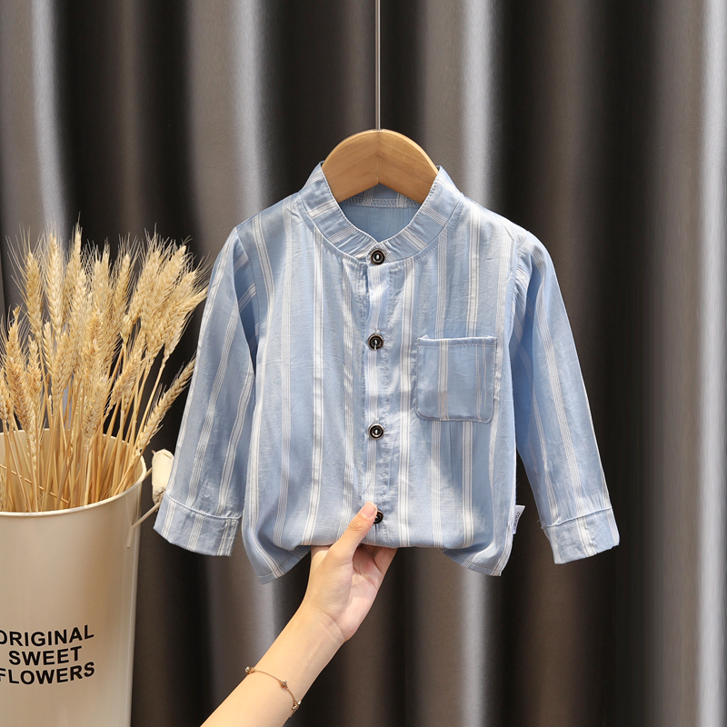 Boy's Plaid Shirt Baby Korean Style Loose Lapel Long Sleeve Plaid Shirt