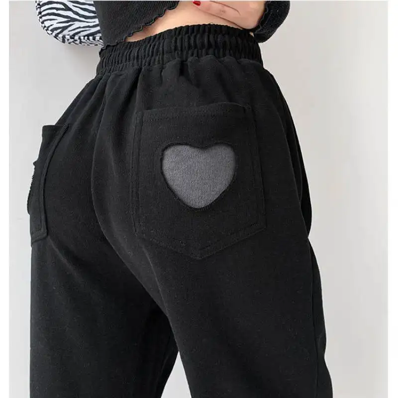 HOUZHOU Women Pants Spring Gray Sweatpants Jogger