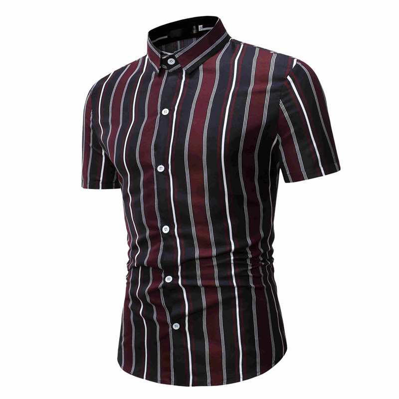Men's Casual Short Sleeved T Shirt Striped Bottoming Shirt
