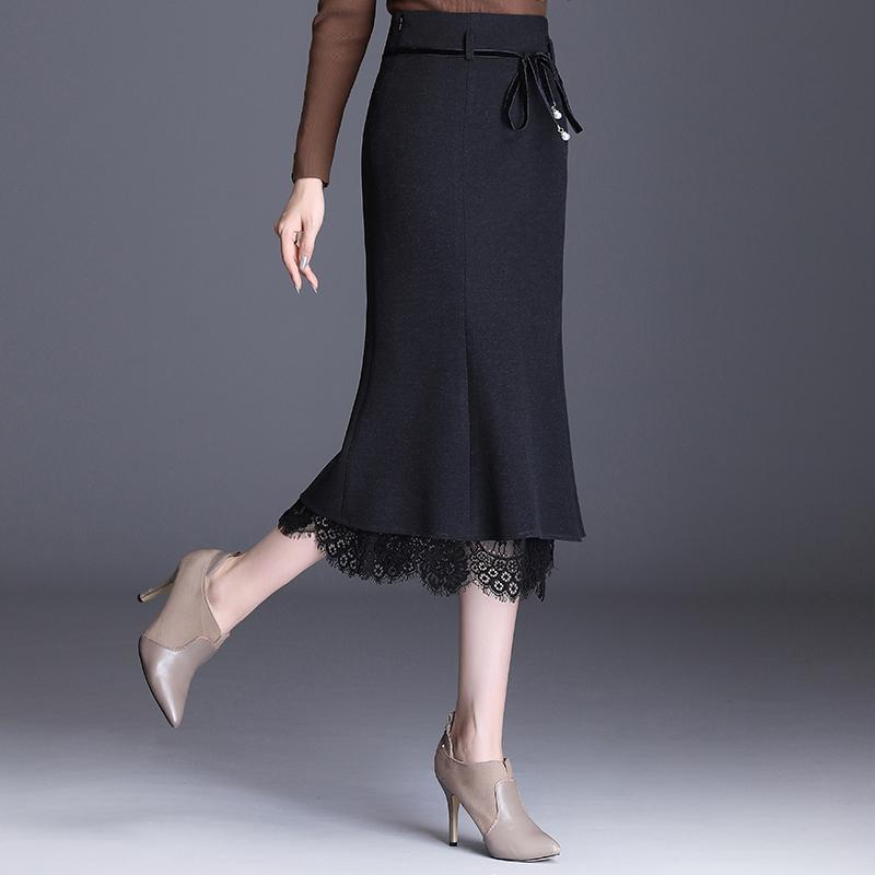 Irregular Ruffled High Waist And Thin Midlength Plaid Bag Hip Fishtail Skirt
