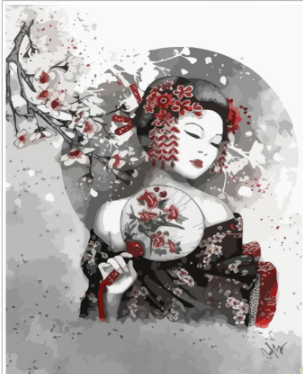 Huacan Painting By Number Japanese Woman Hand painted Painting Art Colorful - Shop at LoveMi