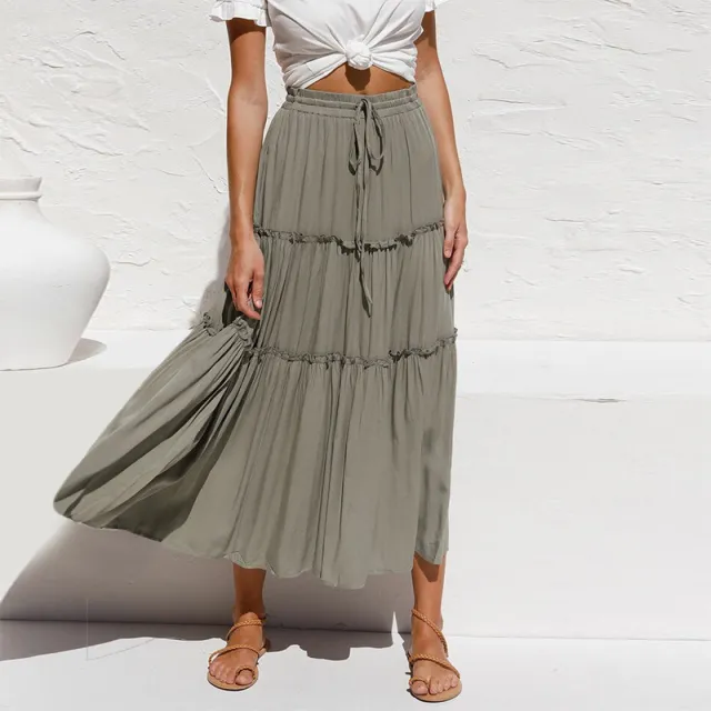 Women's High Waist Slim Cotton And Linen Skirt Navy Blue - Shop at LoveMi