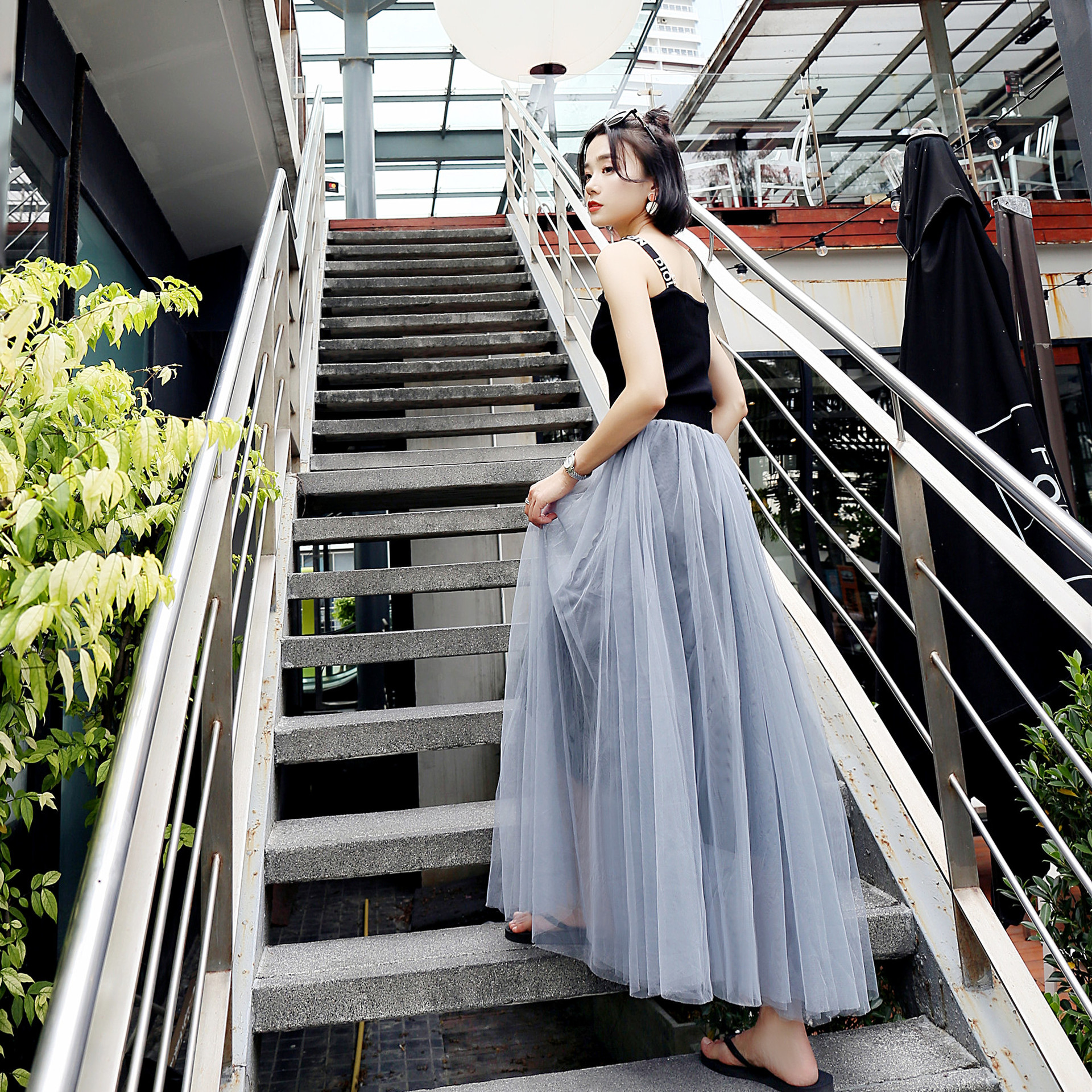 Title 5, New Style Net Yarn Long Skirt Half Length Skirt...