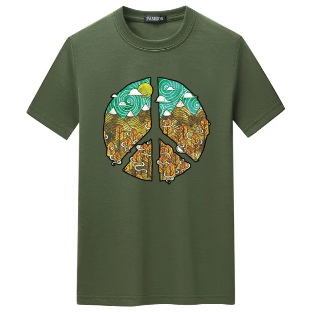 Short Sleeve T shirt Men's Top Half Sleeve Green - Shop at LoveMi