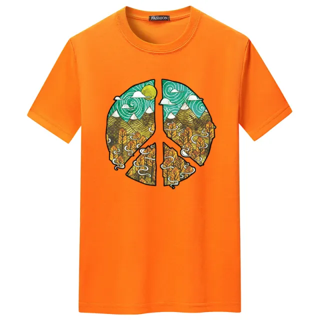 Short Sleeve T shirt Men's Top Half Sleeve Orange - Shop at LoveMi
