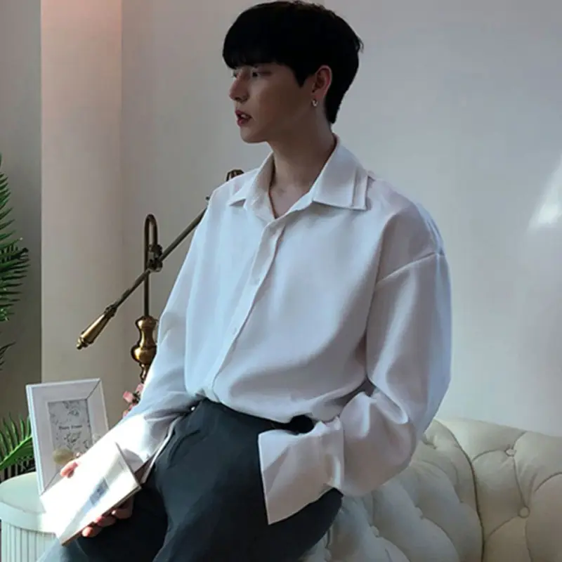 Men's Long-Sleeved Summer Light Mature Wind Thin Ice Silk Shirt