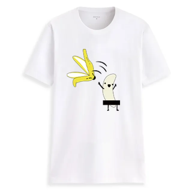 Casual Women's T Shirt Banana Cartoon Print Short Sleeve White - Shop at LoveMi