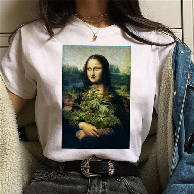 Title 20, Rundhalsausschnitt mit Mona-Lisa-Print und kurz...