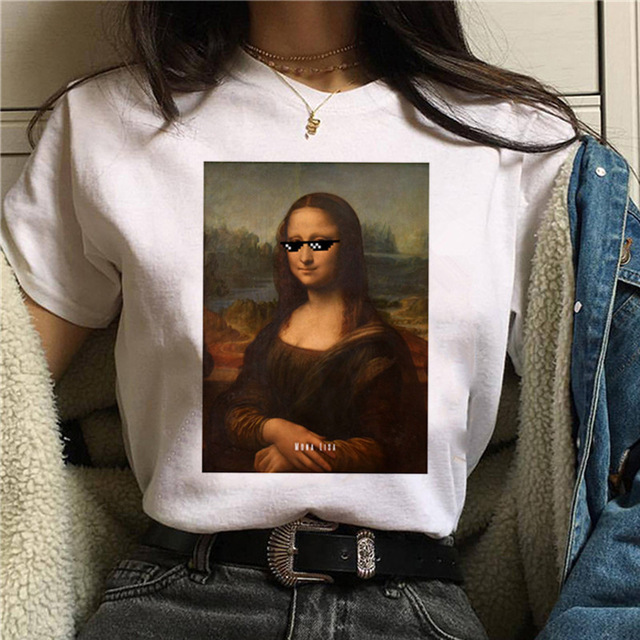 Title 16, Rundhalsausschnitt mit Mona-Lisa-Print und kurz...