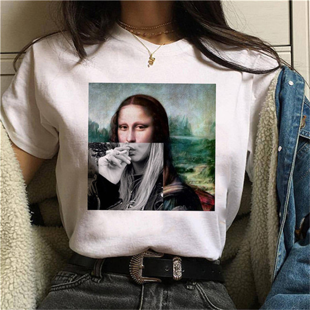 Title 13, Rundhalsausschnitt mit Mona-Lisa-Print und kurz...