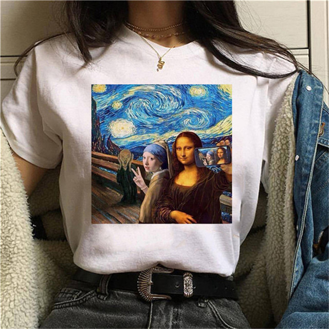 Title 15, Rundhalsausschnitt mit Mona-Lisa-Print und kurz...