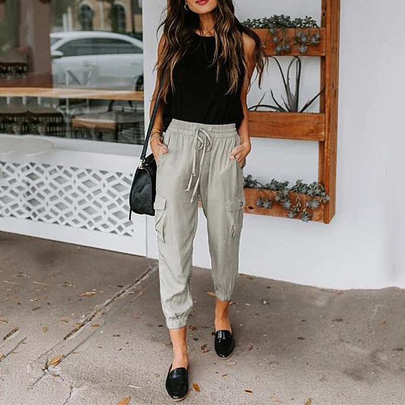 Loose Slacks Pocket Drawstring Drawstring Pants