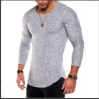 Solid Color Stitching  Hem Bottoming Shirt