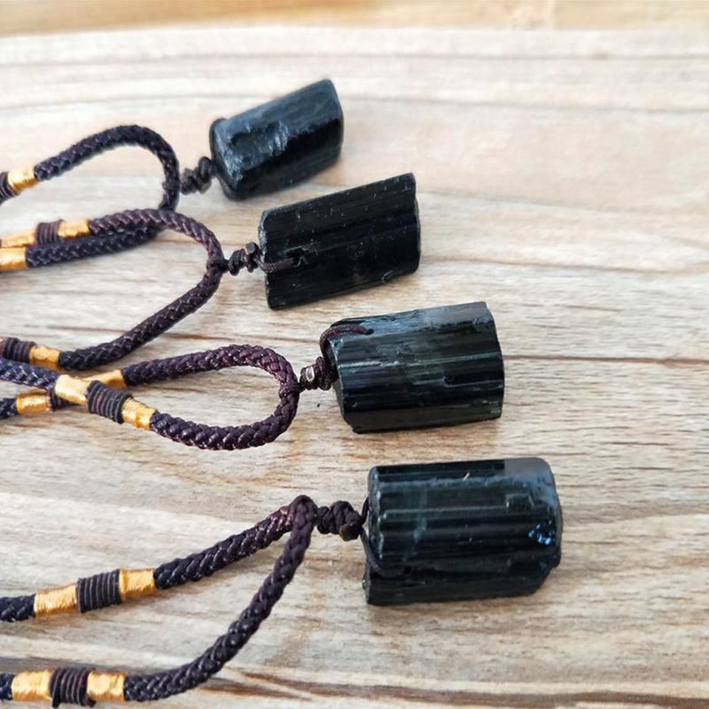 Natural Crystal Black Tourmaline Rough Stone Pendant Pendant