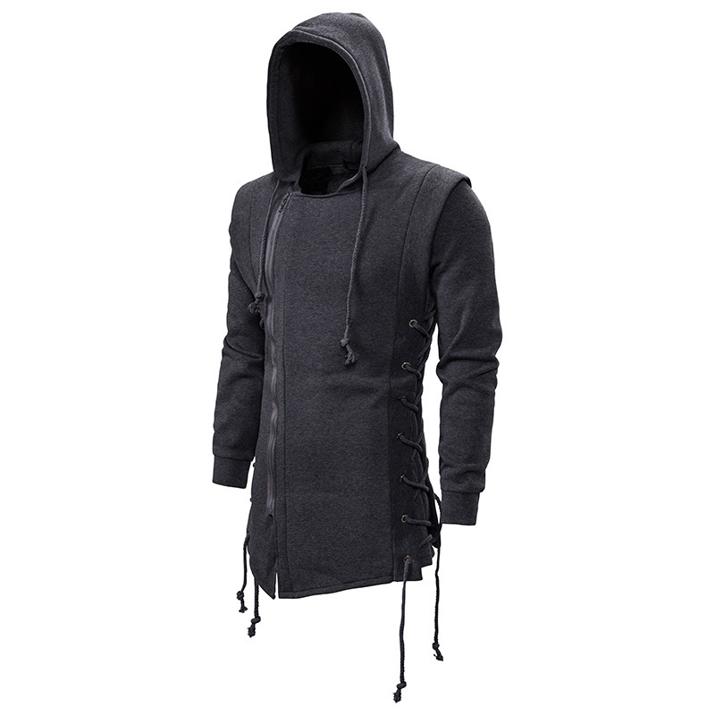 Men's Jacket With Cross Straps Oblique Hooded Hooded Sweater