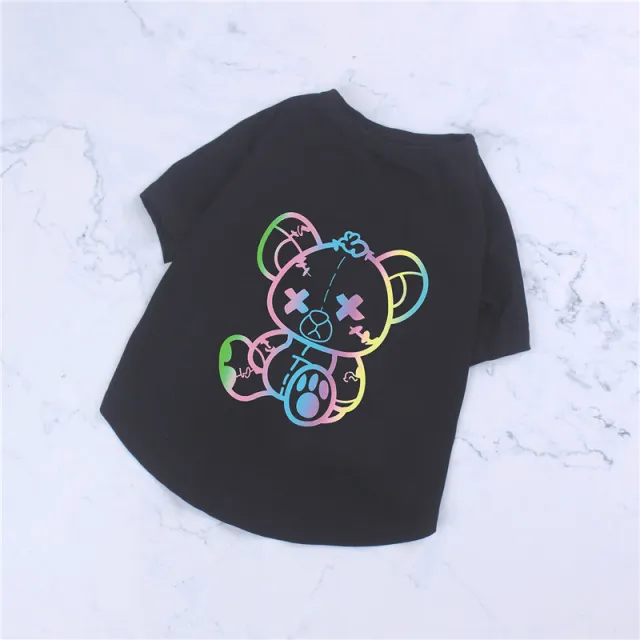 Pet Clothes Spring And Summer Pure Cotton Short sleeved Cute Color Bear Thin T shirt Black - Shop at LoveMi
