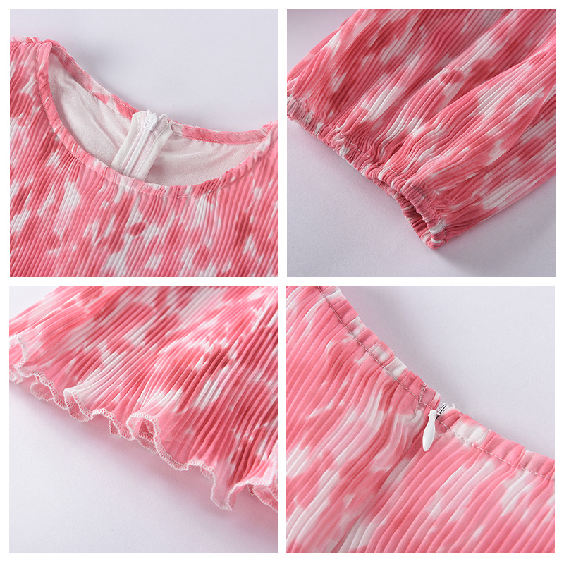 Spring And Summer Small Pleated Chiffon Beach Skirt Floral Dress