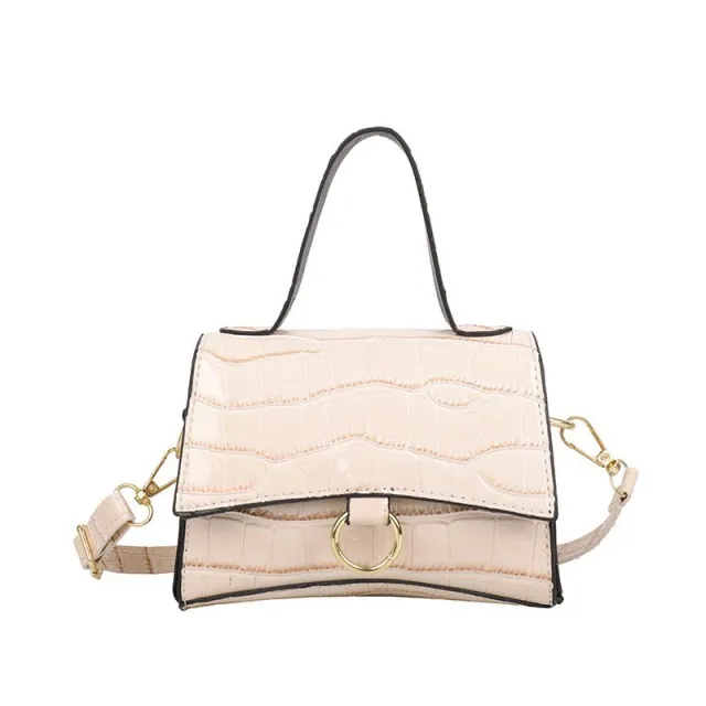 One Shoulder Messenger Bag Black Pattern Small Square Bag Beige - Shop at LoveMi