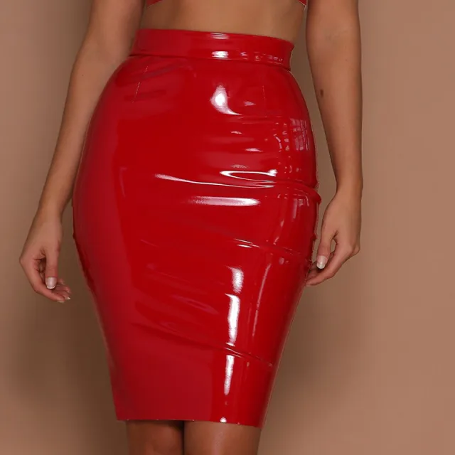 European And American Slim Women's Skirt Tight fitting Glossy Stretch Skirt Red - Shop at LoveMi
