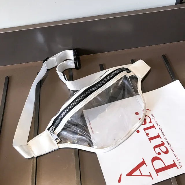 Transparent PVC Zipper Female Ladie Girls Waist Banana Bags Waistband Woman White - Shop at LoveMi