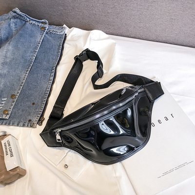 Transparent PVC Zipper Female Ladie Girls Waist Banana Bags Waistband Woman Black - Shop at LoveMi
