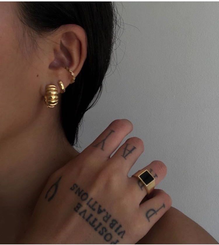 Black Square Ring Simple European And American Cold Wind Stacking Ring